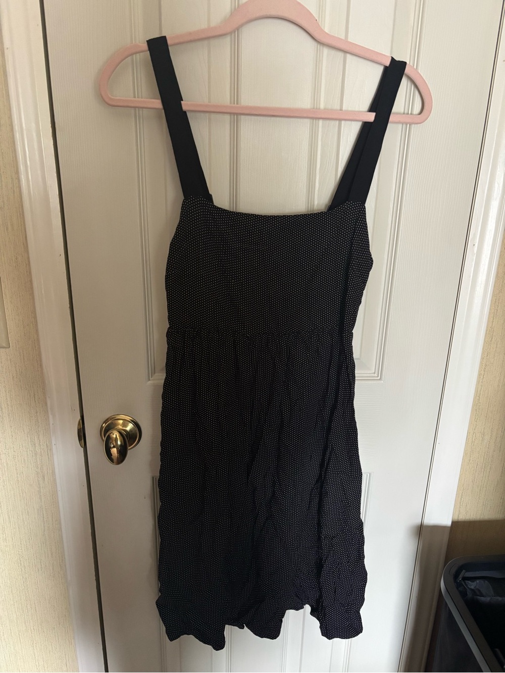 Volcom Black Polka Dot Smocked Back Mini Dress - Small